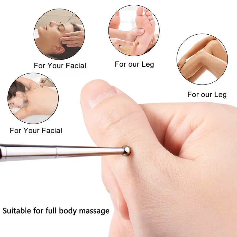 1Pcs Double Head Acupuncture Pen Facial Reflexology Tools Stainless Steel Trigger Point Massager Tool Deep Tissue Massage Tool