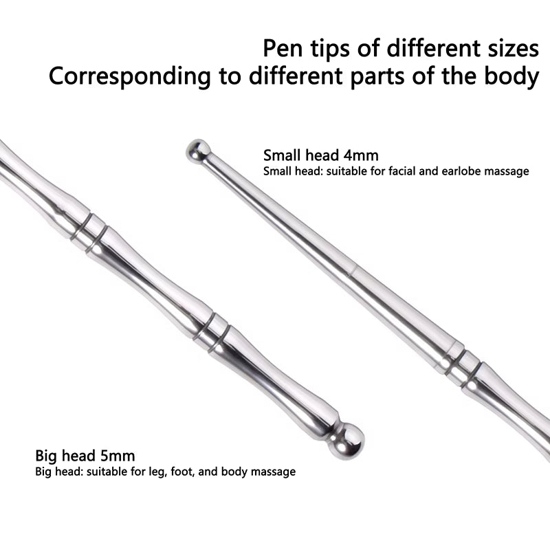 1Pcs Double Head Acupuncture Pen Facial Reflexology Tools Stainless Steel Trigger Point Massager Tool Deep Tissue Massage Tool