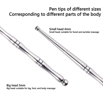 1Pcs Double Head Acupuncture Pen Facial Reflexology Tools Stainless Steel Trigger Point Massager Tool Deep Tissue Massage Tool